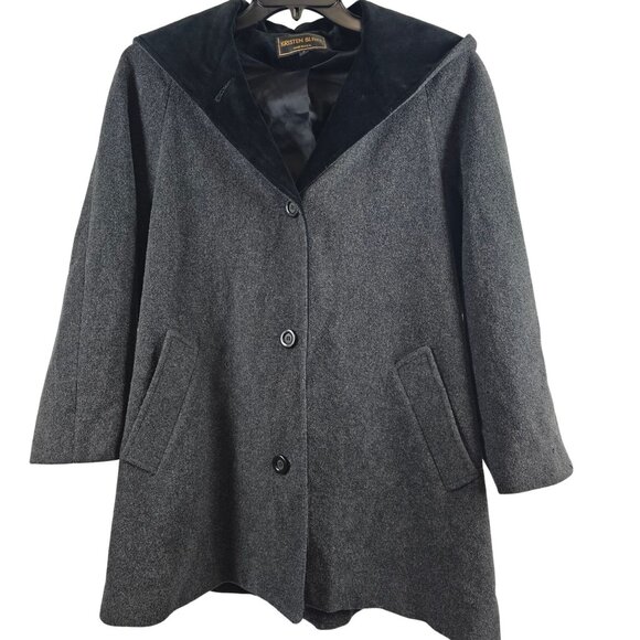 Womens 6 Fall Winter Warm Casual Hooded Dark Gray Black Peacoat Kristen Blake - Picture 1 of 16